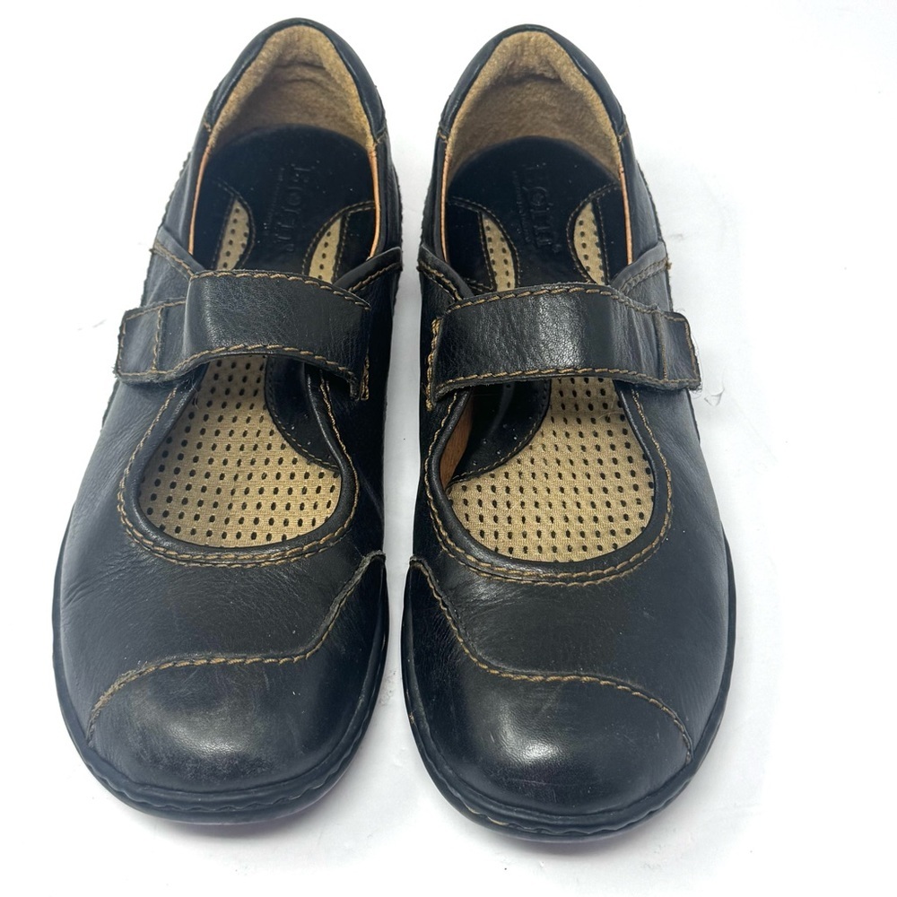 Born Black Leather Mary Jane Comfort Shoes Women 8.5 Contrast Stitching
